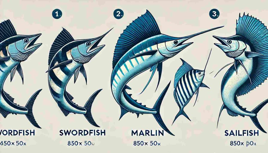 swordfish, marlin, and sailfish