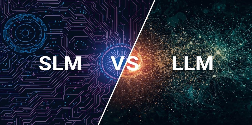 create a banner image Small Language Models vs LLMs.jpg